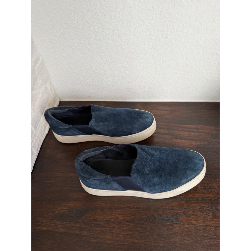 Vince Blair 5 Navy Blue Suede Slip On Platform Sneakers Womens 8M EUR 38